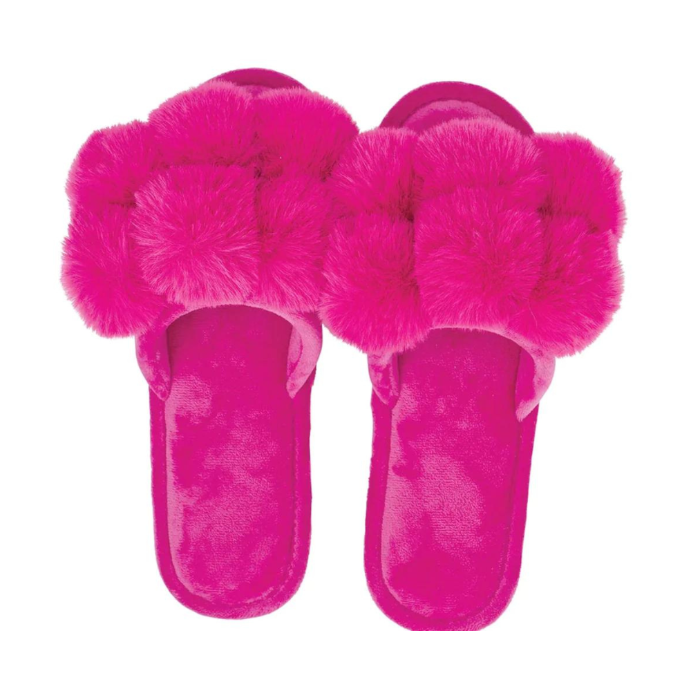 Luxe Pom Pom Slippers - Fuschia