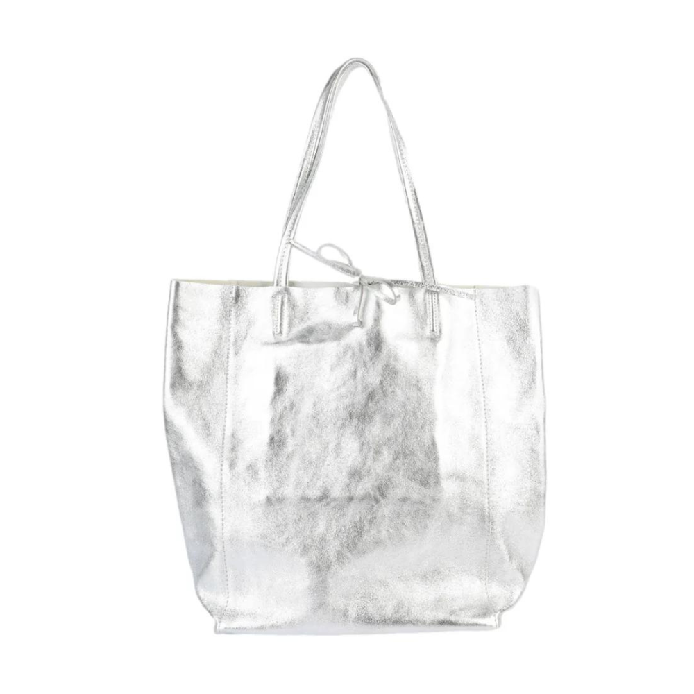 Large Tote - Metallic Silver