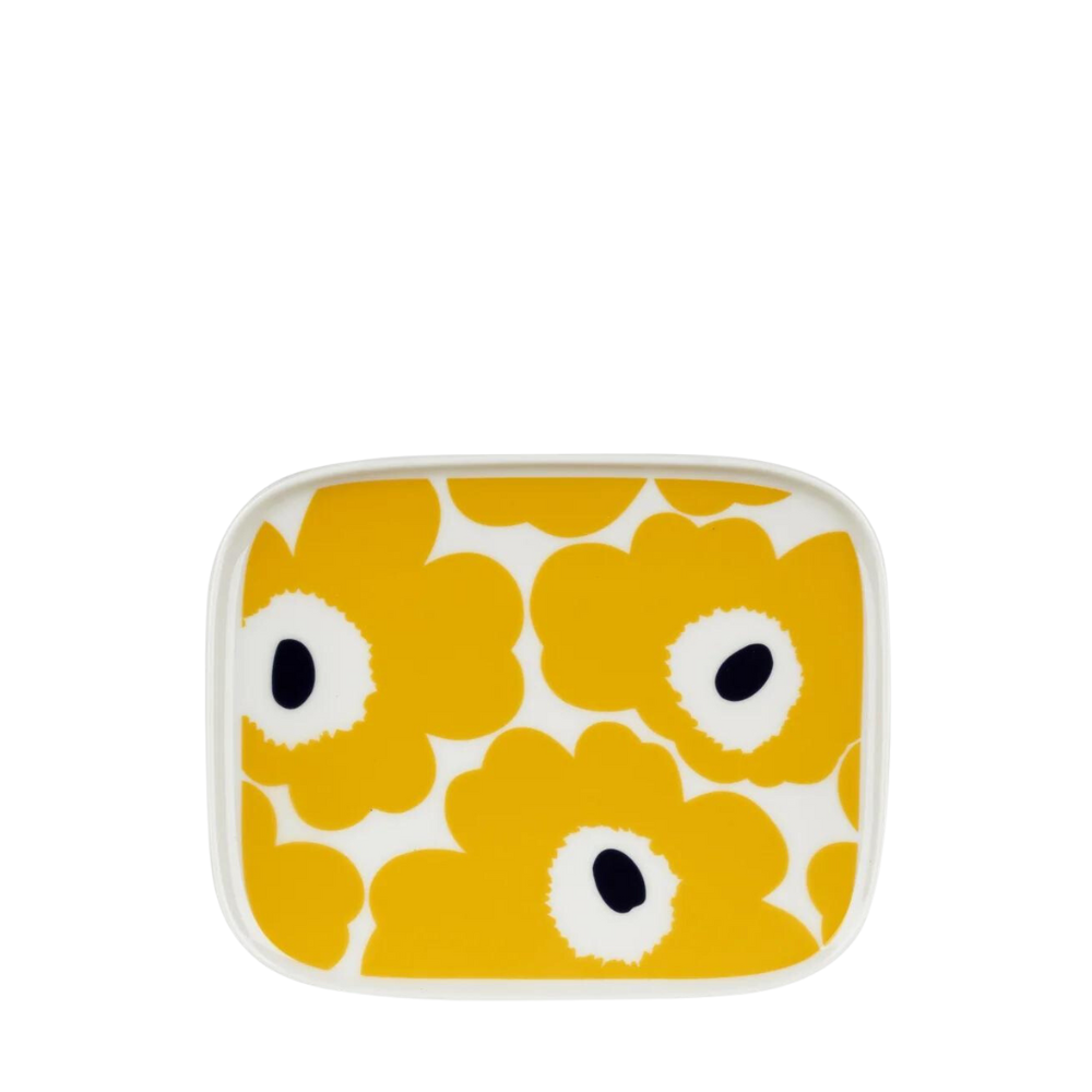 Unikko Plate - Yellow & Dark Blue