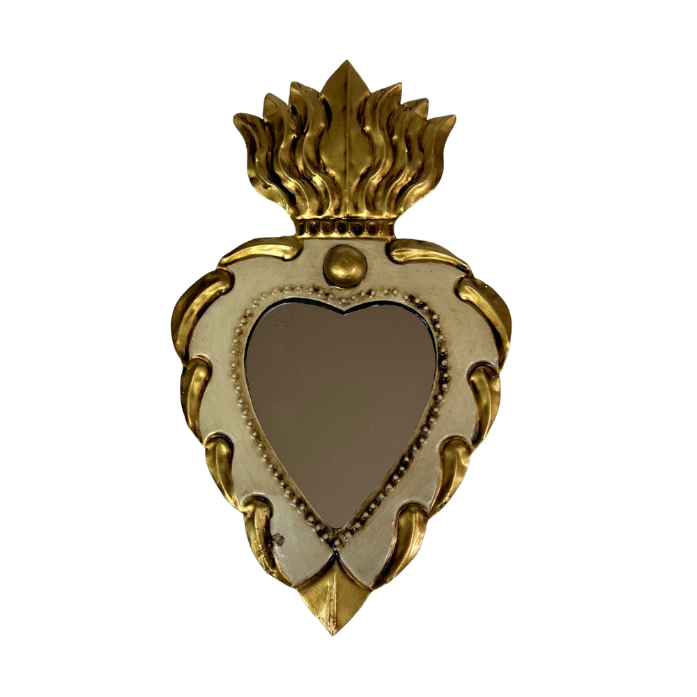 Tin Beige Heart Mirror