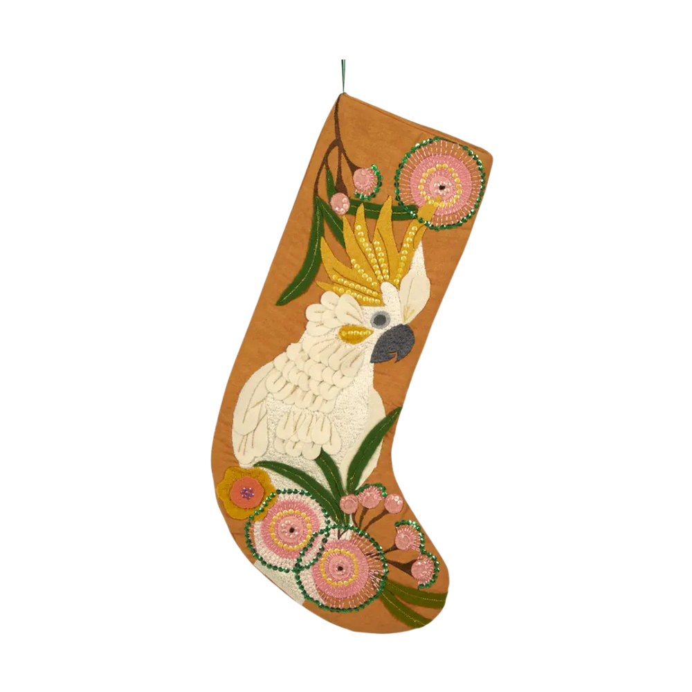 Cockatoo Embroidered Stocking - Butterum