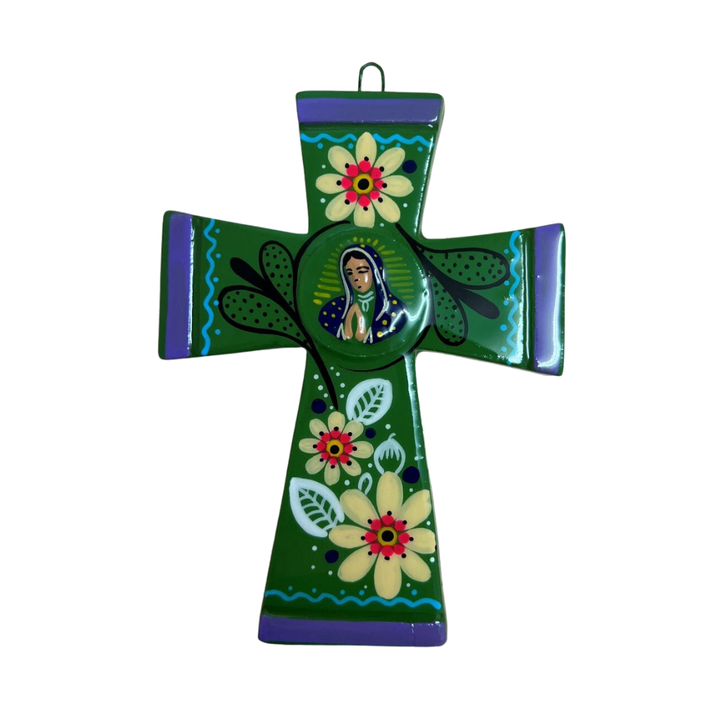 Virgen Guadaloupe Clay Cross Virgin