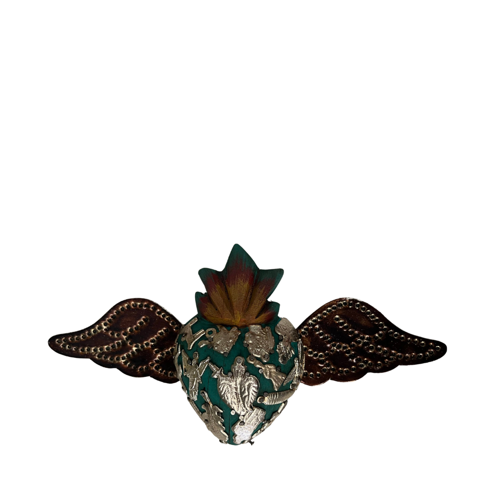 Turquoise Milagros Heart w Wings