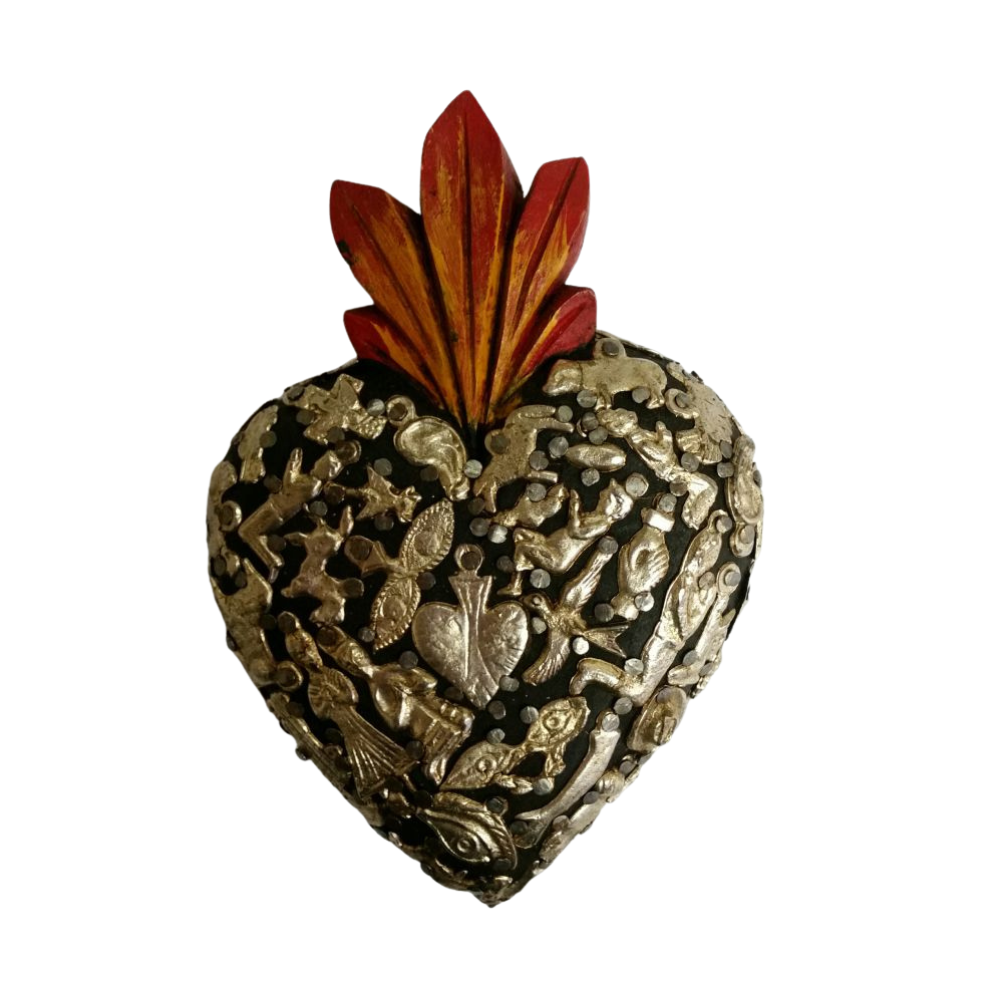 Wooden Medium Heart w Milagro - Black | Honeysuckle Store Australia