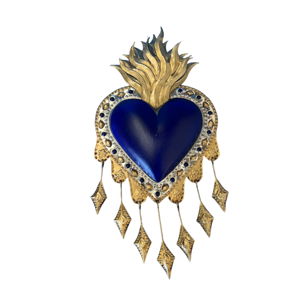 Tin Wall Heart Cobalt Blue