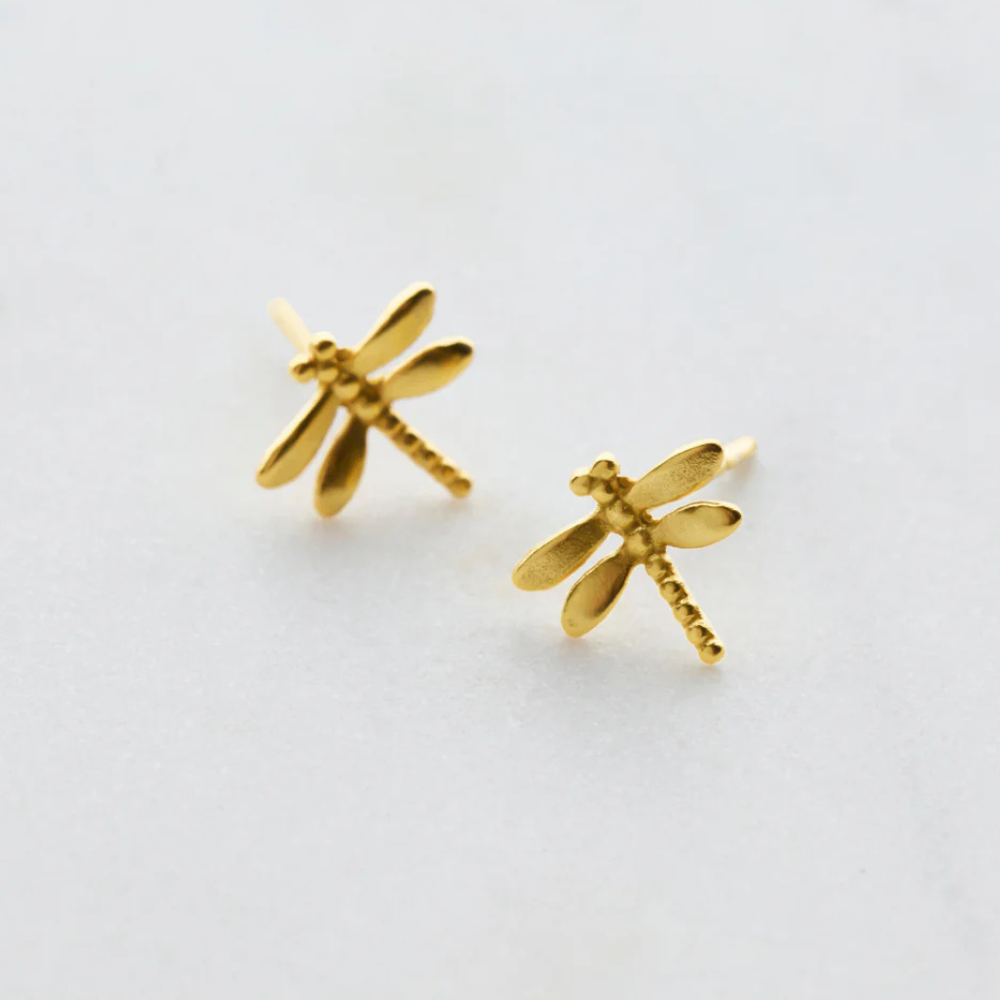 Dragonfly Stud Earring - Gold