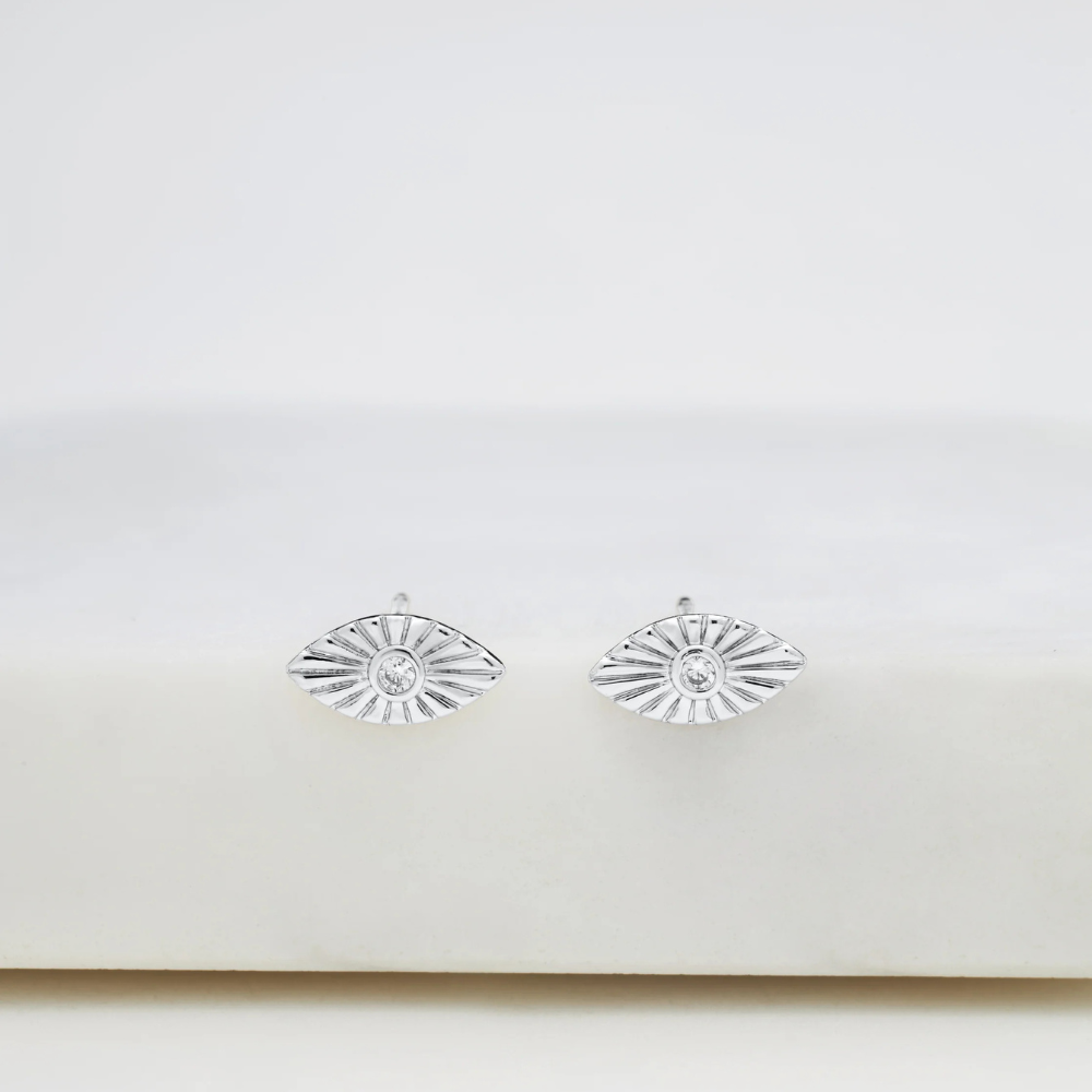Evil Eye Stud Earring - Silver